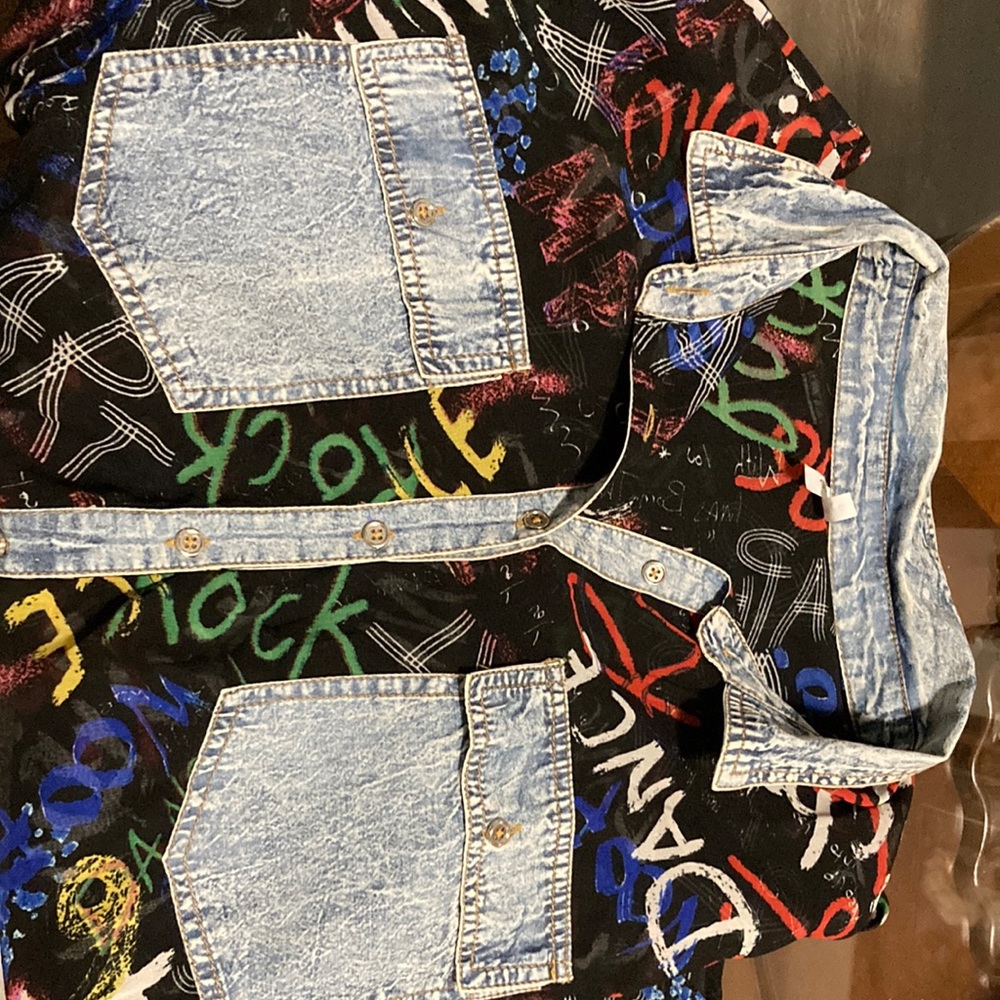 Graffiti/denim shirt